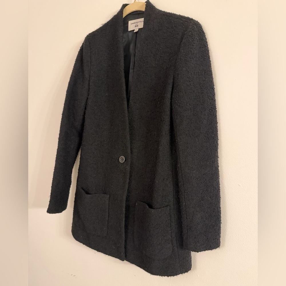 Carine Roitfeld for UNIQLO Wool Blend Boucle Black Coat - Small - Picture 3 of 5